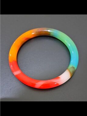 Multi-coloured Jade and Stone Bangle